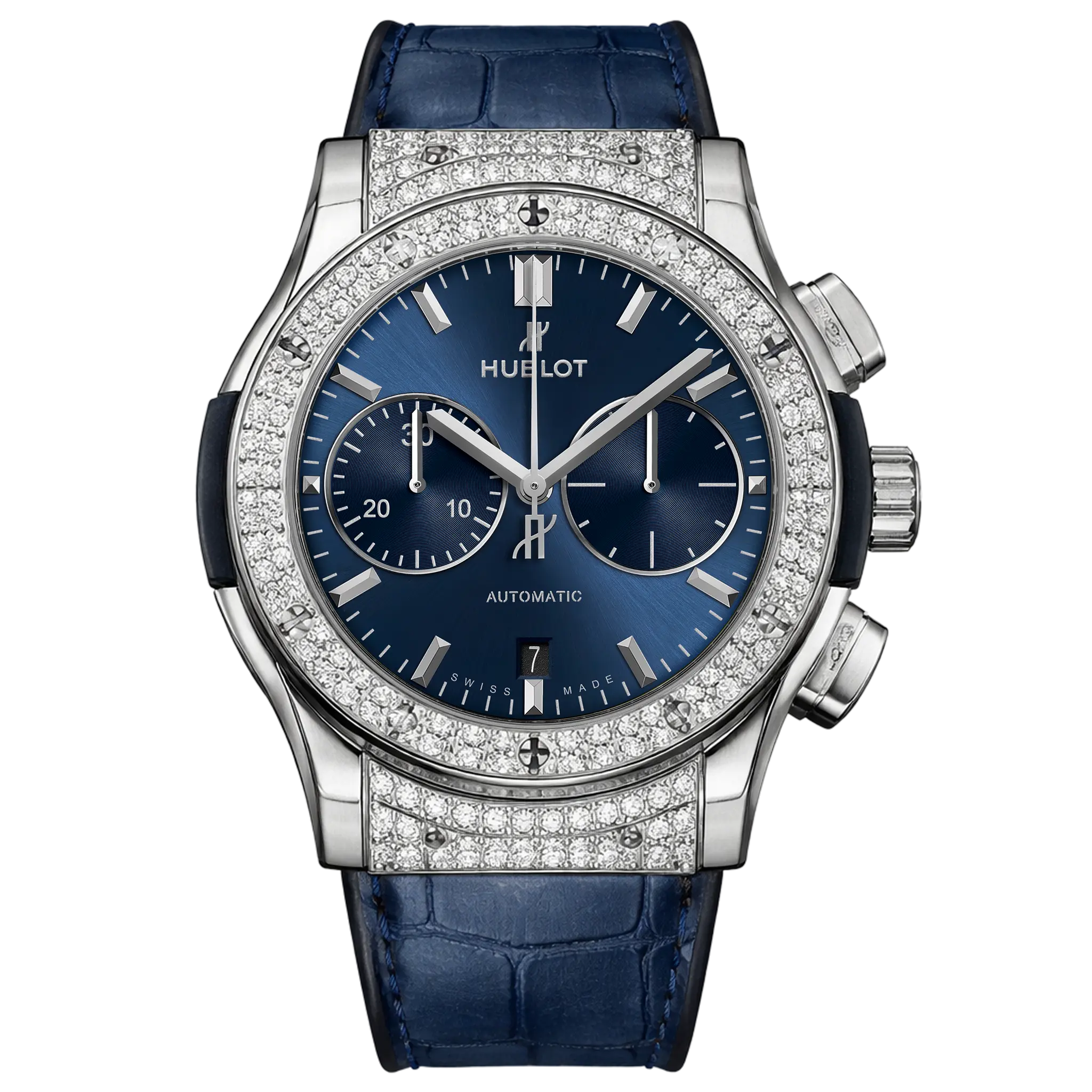 H Classic Fusion Chronograph Titanium Blue Dial AM Diamonds